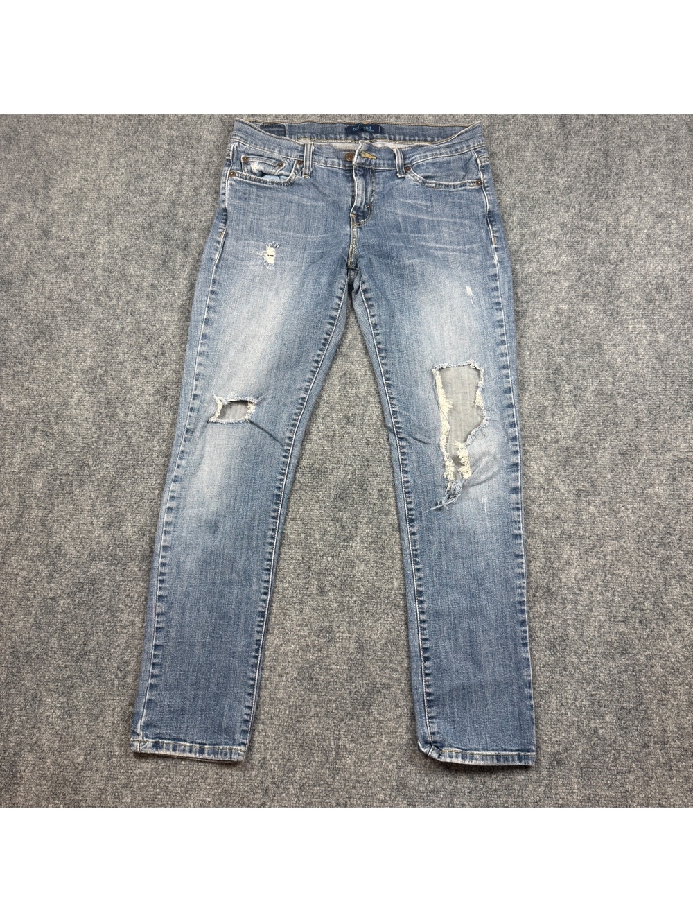 Levi's Boyfriend 513 Jeans Medium Size 5 Distressed Light Blue Denim